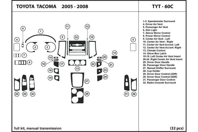 2007 Toyota Tacoma Dash Kits Wood Trim