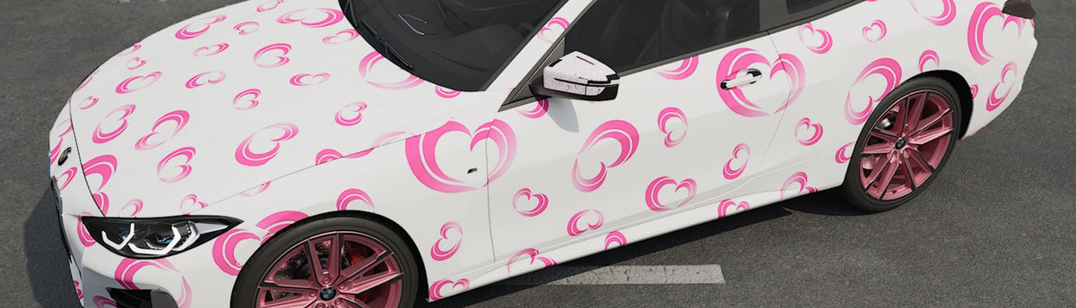 Pink Heart Wrap Films | Pink Heart Vinyl Wraps - Rvinyl