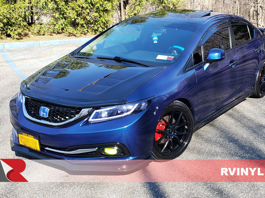 AD-SW900 Gloss Metallic Dark Blue DIY Wrap Front On 2013 Honda Civic