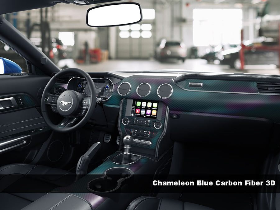 3D Carbon Fiber Chameleon Blue Dash Trim Kit Finish