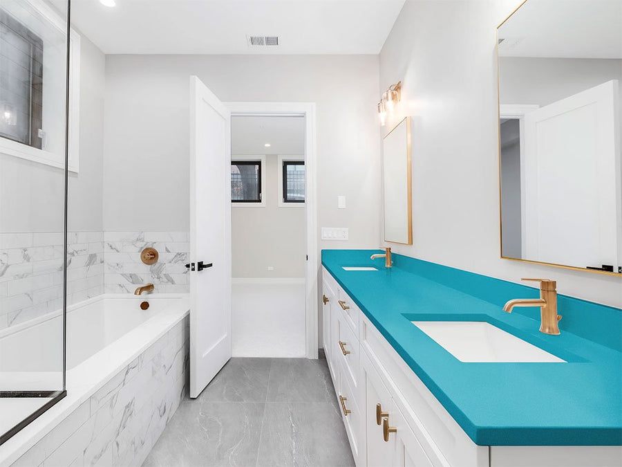 3M 2080 Gloss Blue Metallic DIY Built-In Bathroom Countertop Wraps