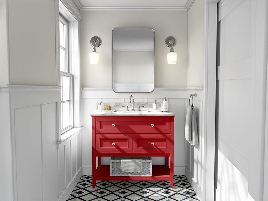 3M 2080 Gloss Flame Red DIY Bathroom Cabinet Wraps