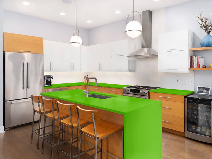 3M 2080 Satin Apple Green Custom Kitchen Counter Wraps