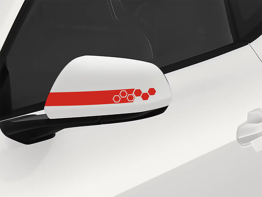 3M Light Red Hexagon Side View Mirror Sticker