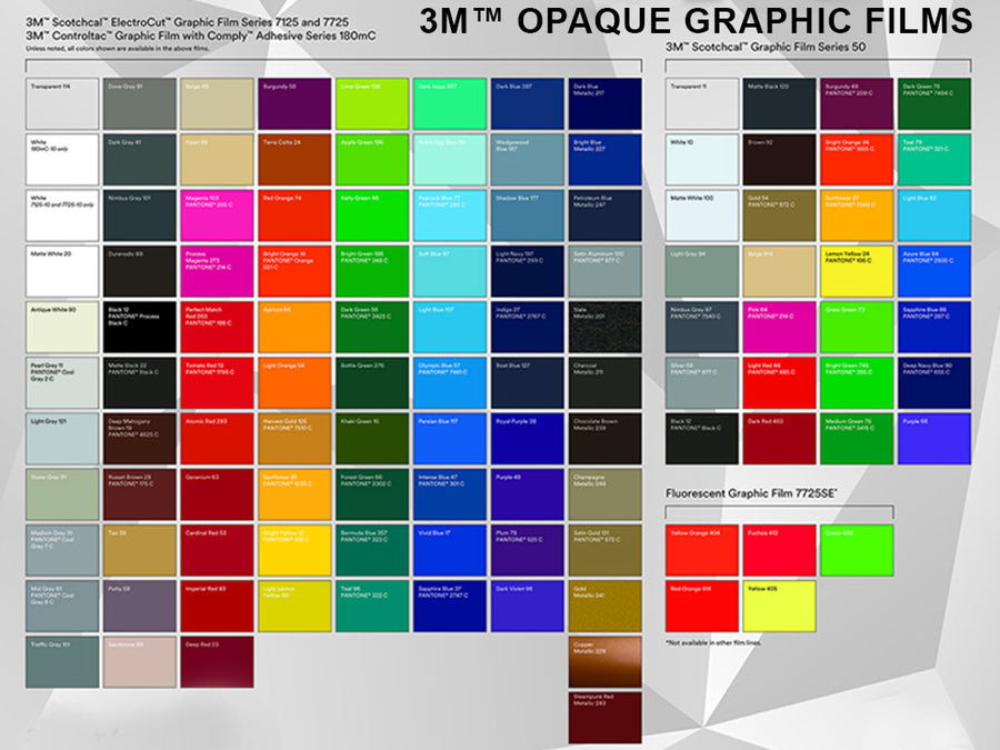 3M 7125 Scotchcal Vinyl Film Color Chart