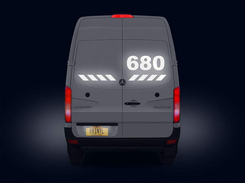 3M 680 White Reflective Vehicle Sign Nightime View