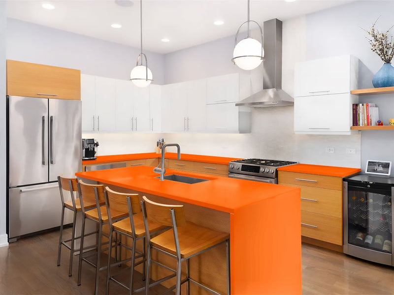 3M 1080 Satin Neon Fluorescent Orange Custom Kitchen Counter Wraps