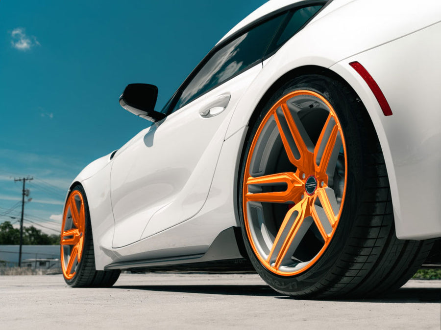 3M™ 1080 Satin Neon Fluorescent Orange Wrapped Rim Example