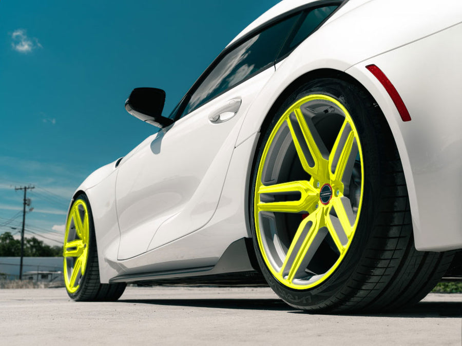 3M™ 1080 Satin Neon Fluorescent Yellow Wrapped Rim Example