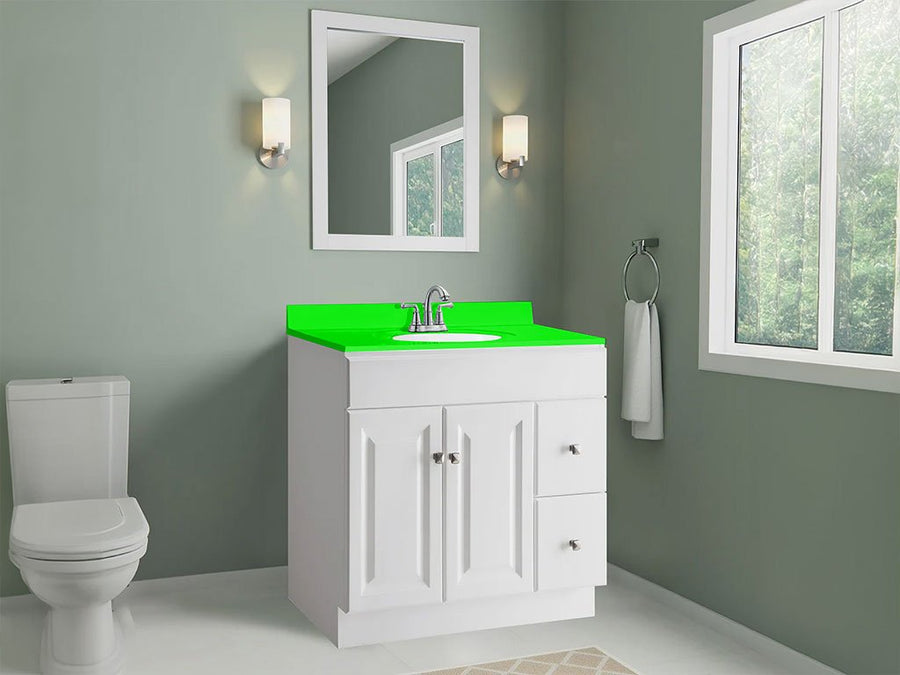 3M 1080 Satin Neon Fluorescent Green Custom Bathroom Counter Wraps