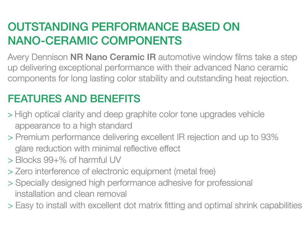 Avery NR Pro Window Film Features and Benefits
