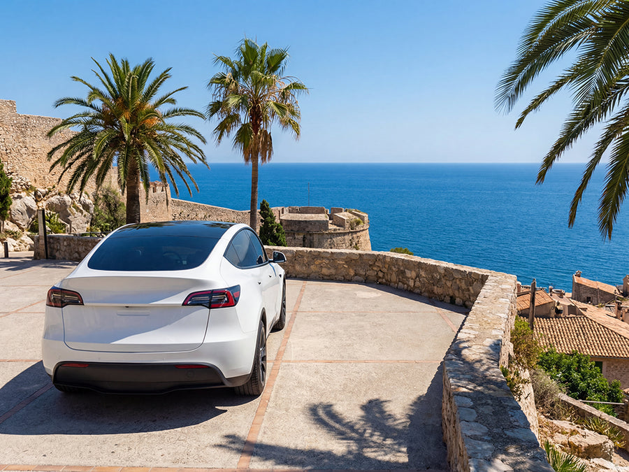 Tesla Y wrapped in Gloss HX20000 Lapland White wrap film HX20002B