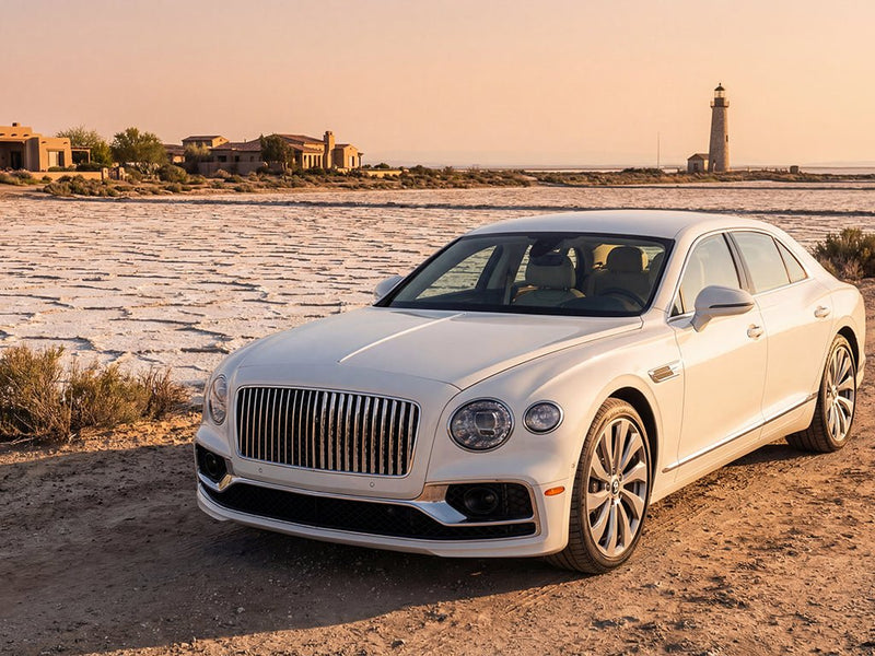 Bentley Flying Spur wrapped in Gloss HX20000 Lapland White vinyl wrap HX20002B