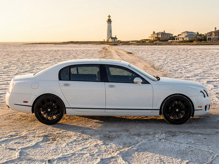 Bentley Continental Flying Spur wrapped in Gloss HX20000 Lapland White automotive vinyl film HX20002B
