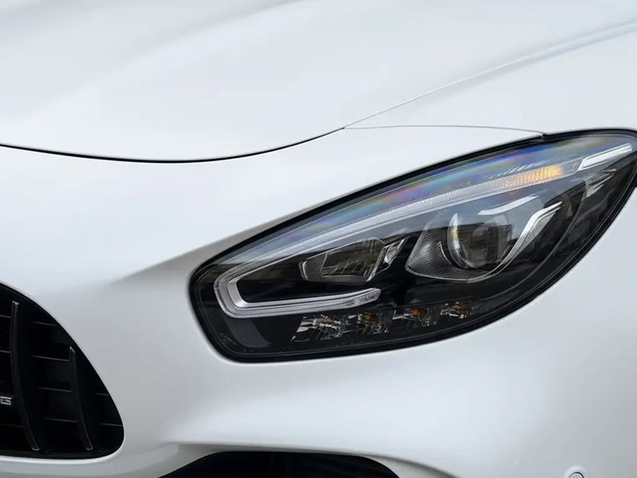 Mercedes-Benz AMG GT wrapped in Matte HX20000 Lapland White restyling film HX20002M