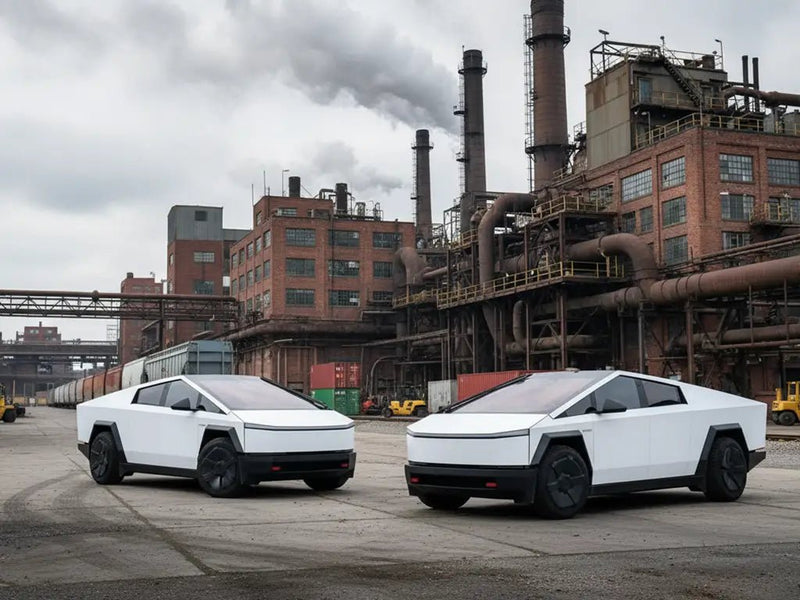 DIY Tesla Cybertruck wrapped in Matte HX20000 Lapland White vinyl wrap HX20002M