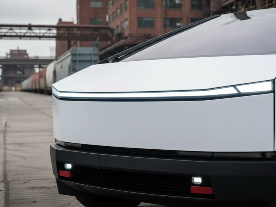 DIY Tesla Cybertruck wrapped in Matte HX20000 Lapland White wrap film HX20002M