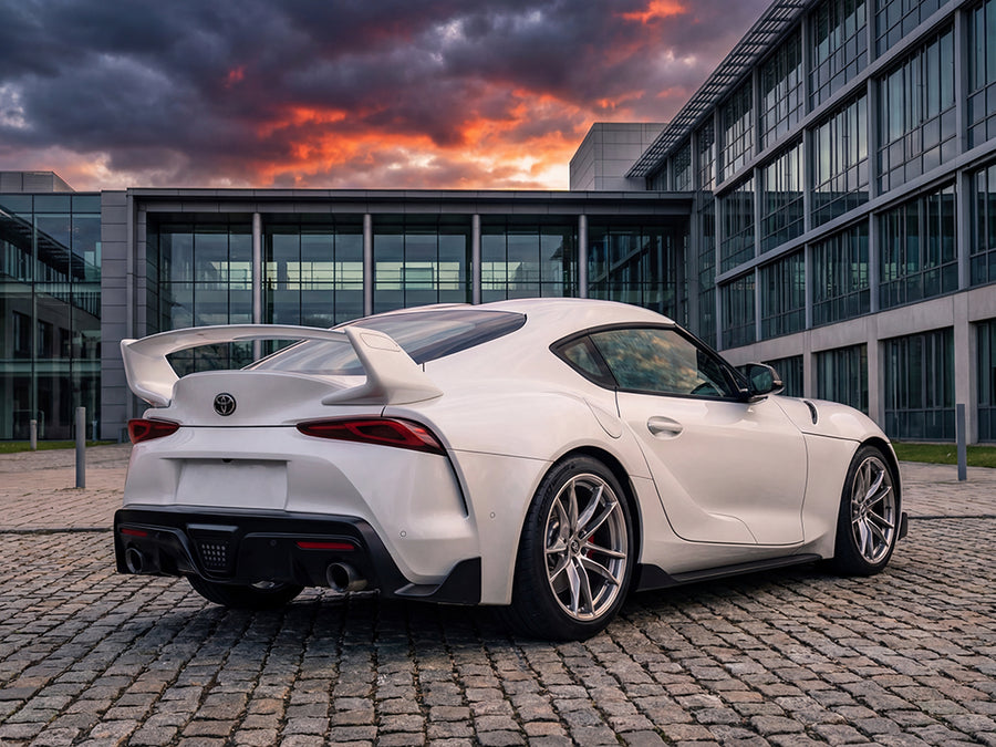 DIY Toyota Supra wrapped in Gloss HX20000 Glacier White automotive vinyl film HX20003B