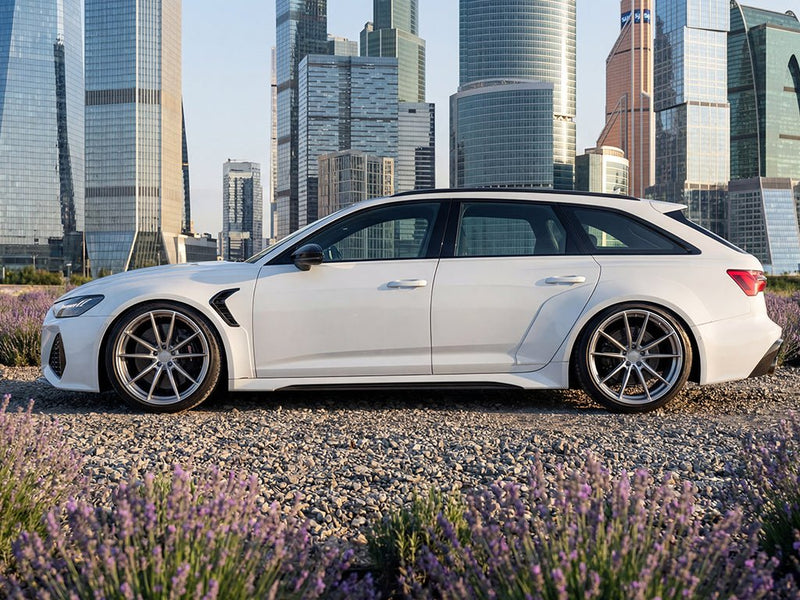 Audi RS6 Avant wrapped in Gloss HX20000 Glacier White restyling film HX20003B