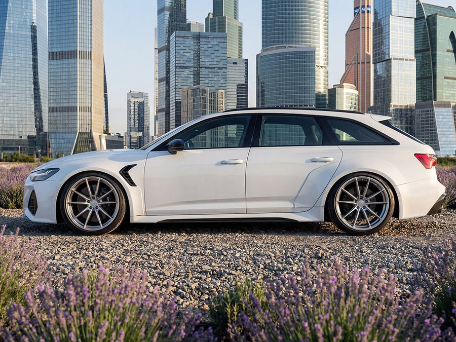 Audi RS6 Avant wrapped in Gloss HX20000 Glacier White restyling film HX20003B