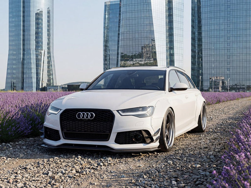 Audi RS6 Avant wrapped in Gloss HX20000 Glacier White restyling film HX20003B detail