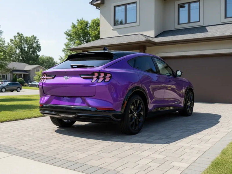 Ford Mustang Mach-E wrapped in Gloss HX20000 Plum Violet wrap film HX20008B