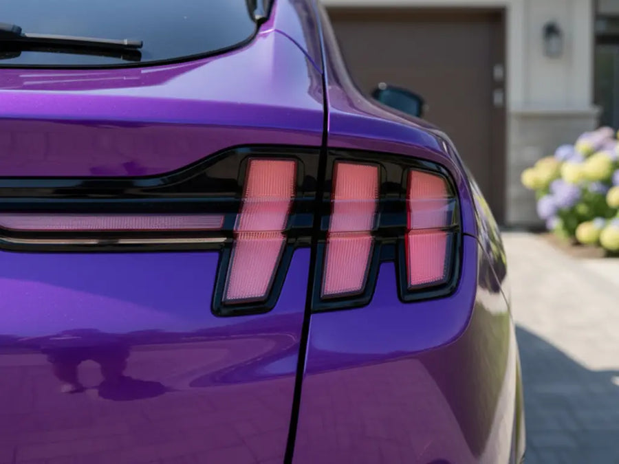 Ford Mustang Mach-E wrapped in Hexis Gloss HX20000 Plum Violet vinyl wrap HX20008B