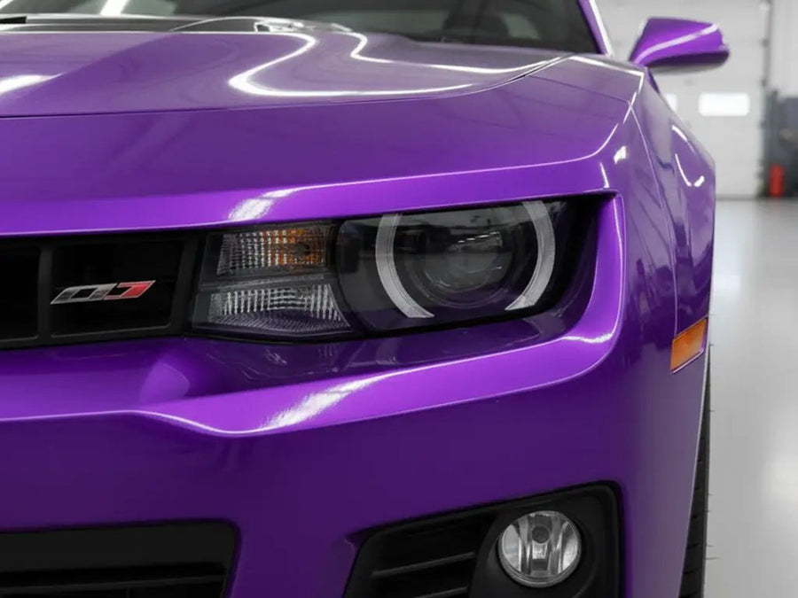 Chevrolet Camaro ZL1 wrapped in Hexis Gloss HX20000 Plum Violet restyling film HX20008B