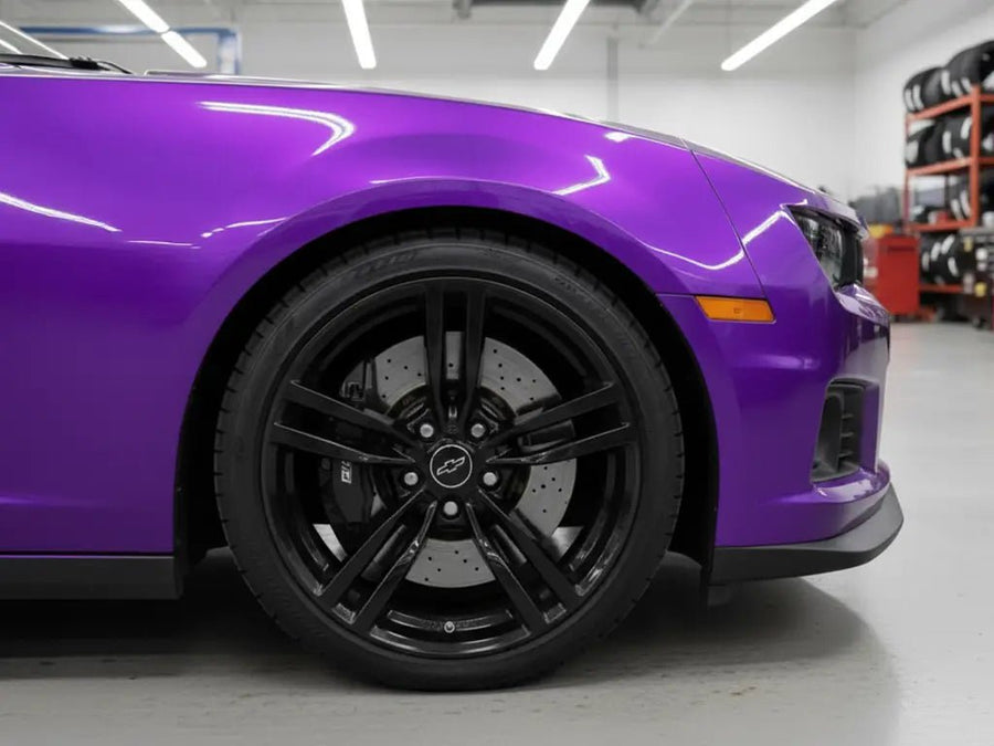 Chevrolet Camaro wrapped in Hexis Gloss HX20000 Plum Violet vinyl wrap HX20008B