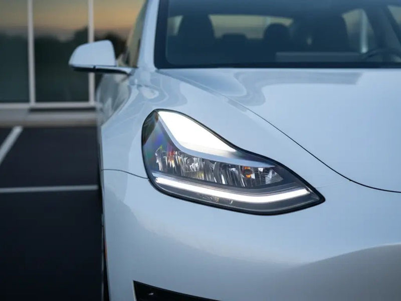 DIY Tesla 3 wrapped in Gloss HX20000 Mountain Peak White car wrap film HX20012B