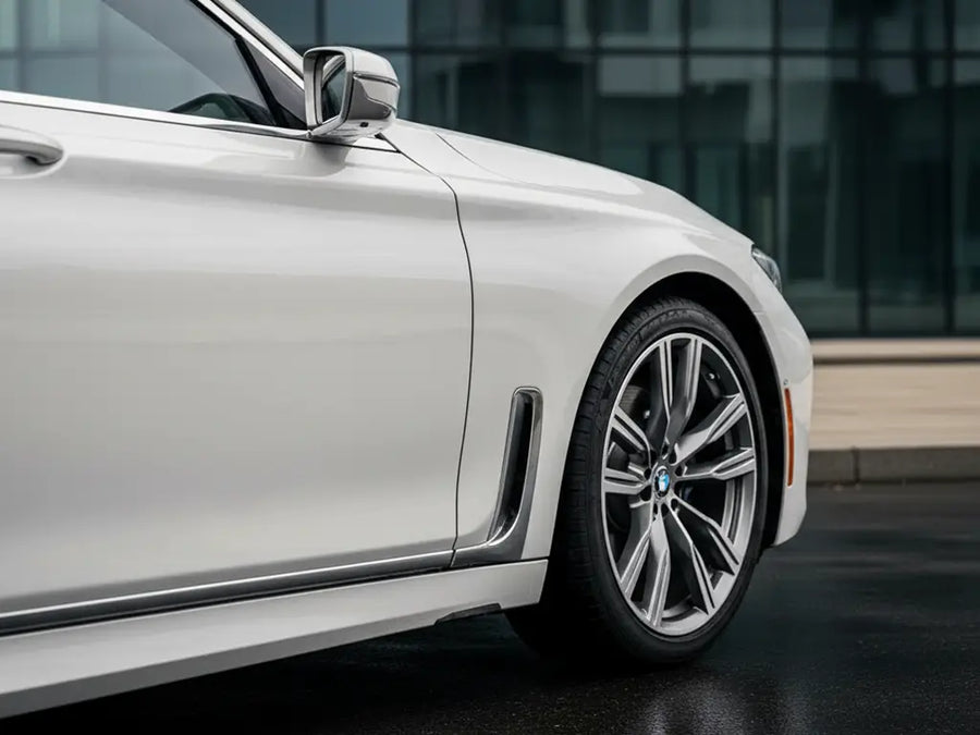 DIY BMW 7 Series wrapped in Gloss HX20000 Mountain Peak White car wrap film HX20012B