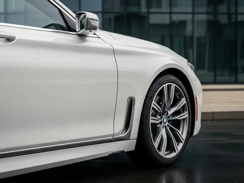 DIY BMW 7 Series wrapped in Gloss HX20000 Mountain Peak White car wrap film HX20012B