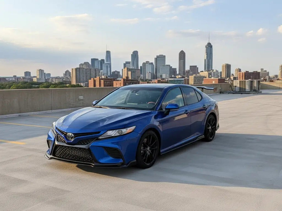 Toyota Camry wrapped in Hexis Gloss HX20000 Firmament Blue car wrap film HX20033B