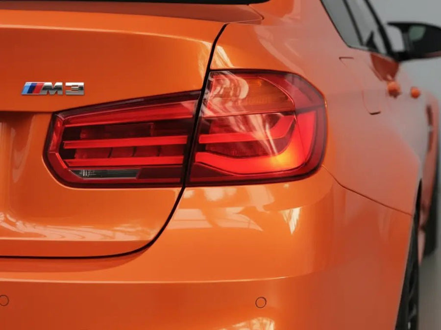BMW M3 wrapped in Gloss HX20000 Orange Red restyling film HX20165B