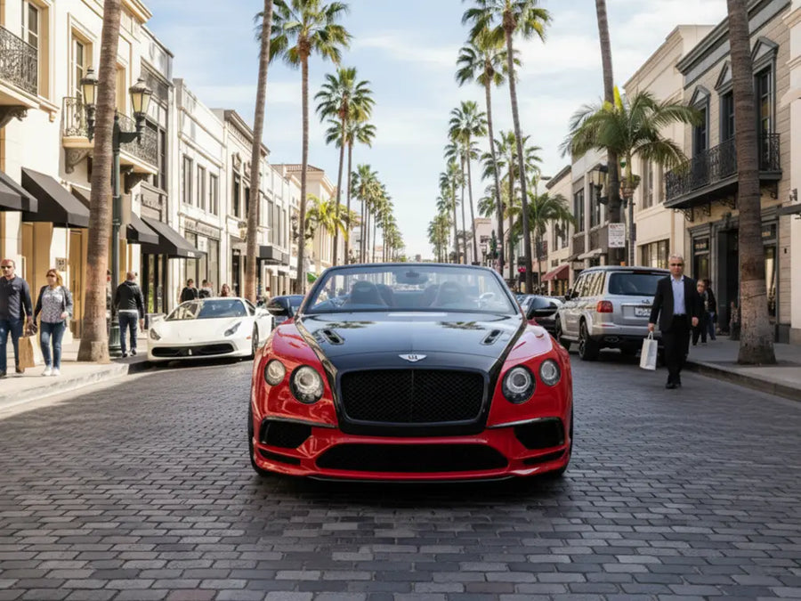 DIY Bentley Continental GT wrapped in Gloss HX20000 Ruby Red automotive vinyl film HX20186B