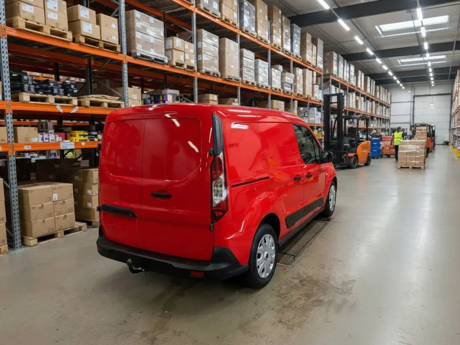 Ford Transit Connect wrapped in Hexis Gloss HX20000 Ruby Red wrap film HX20186B