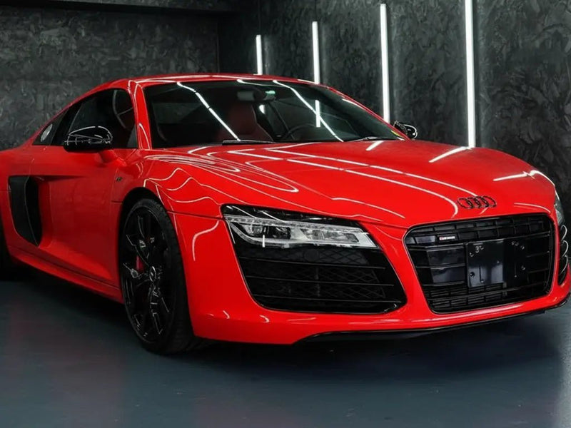 DIY Audi R8 wrapped in Gloss HX20000 Ruby Red restyling film HX20186B