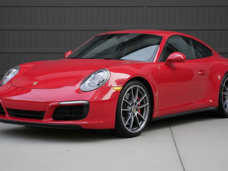 Porsche 911 wrapped in Hexis Gloss HX20000 Ruby Red automotive vinyl film HX20186B