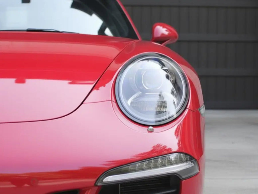 Porsche 911 wrapped in Hexis Gloss HX20000 Ruby Red vinyl wrap HX20186B