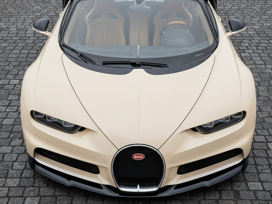 DIY Bugatti Chiron wrapped in Super Gloss HXONE™ Desert Beige wrap film HXONE202