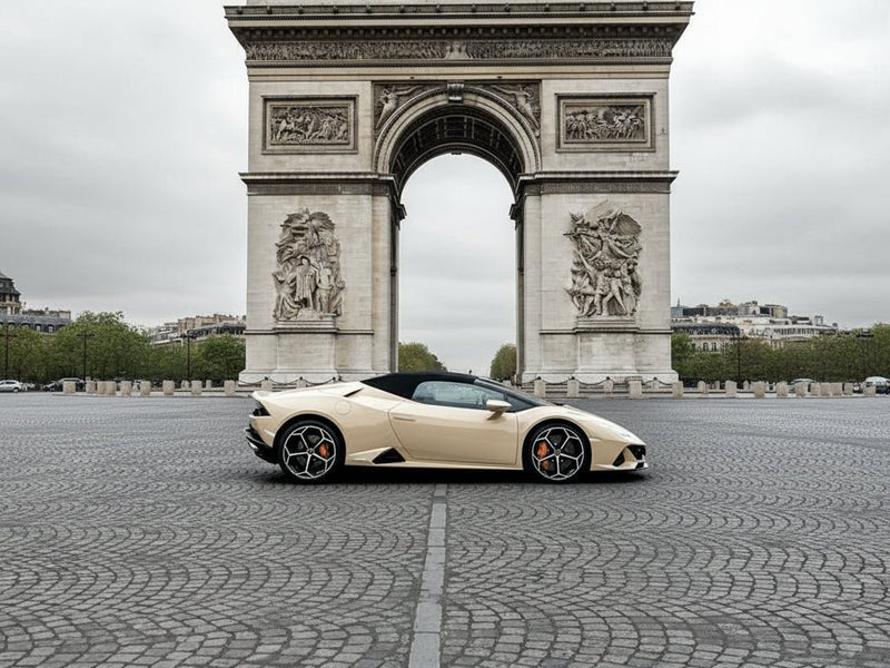 DIY Lamborghini Huracán wrapped in Super Gloss HXONE™ Desert Beige automotive vinyl film HXONE202