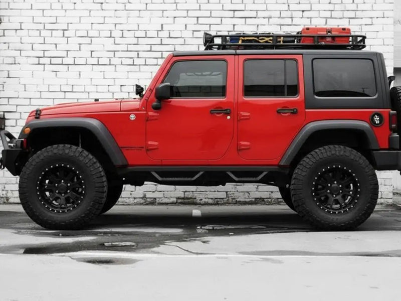 Jeep Wrangler wrapped in Hexis Gloss HX20000 Cardinal Red vinyl wrap HX20200B