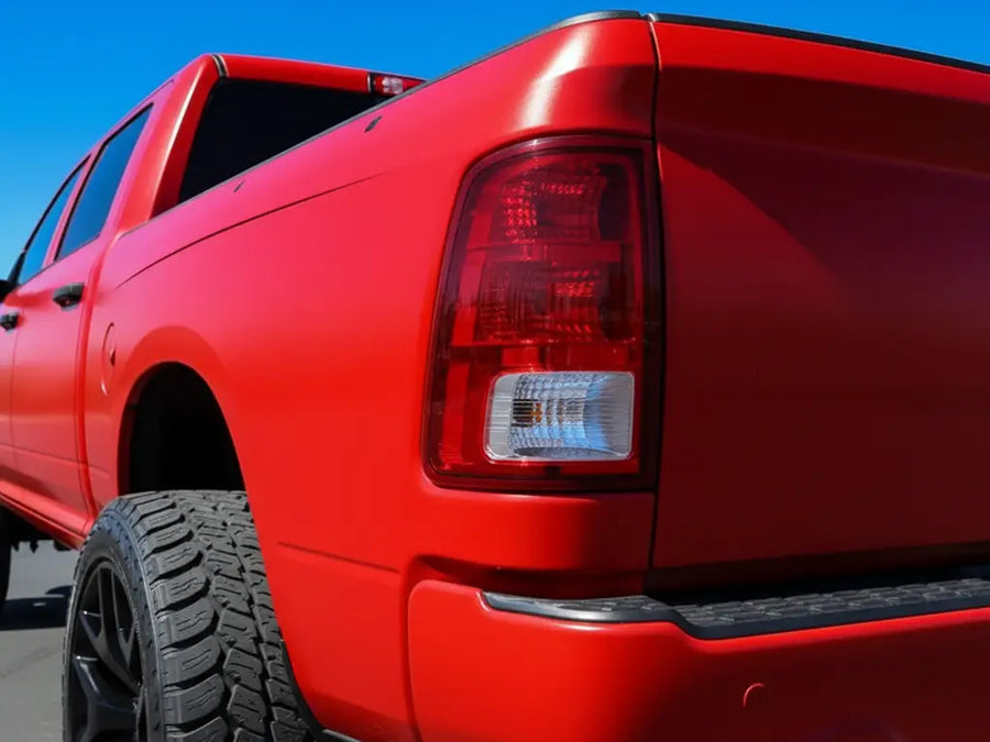 Ram 1500 wrapped in Matte HX20000 Blood Red vinyl wrap HX20200M