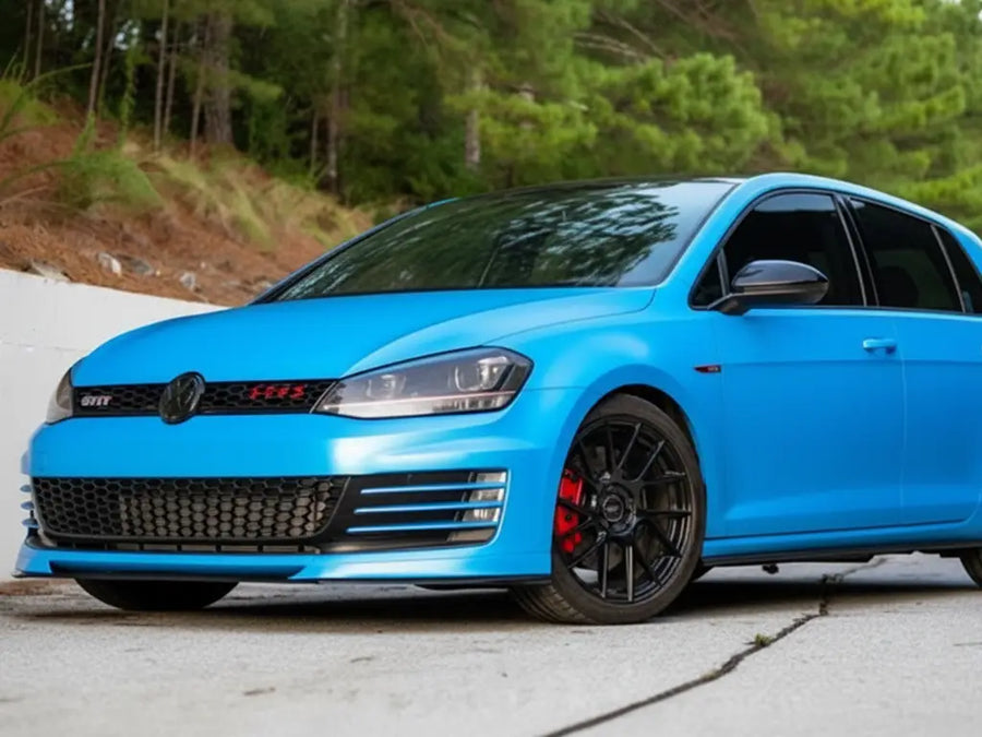 Volkswagen Golf GTI wrapped in Hexis Satin HX20000 Ara Blue vinyl wrap HX20219S