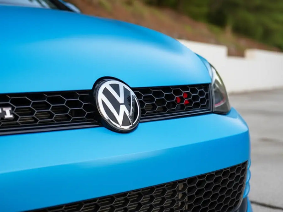 DIY Volkswagen Golf GTI wrapped in Satin HX20000 Ara Blue car wrap film HX20219S