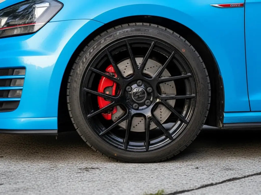 DIY Volkswagen Golf GTI wrapped in Satin HX20000 Ara Blue car wrap film HX20219S detail