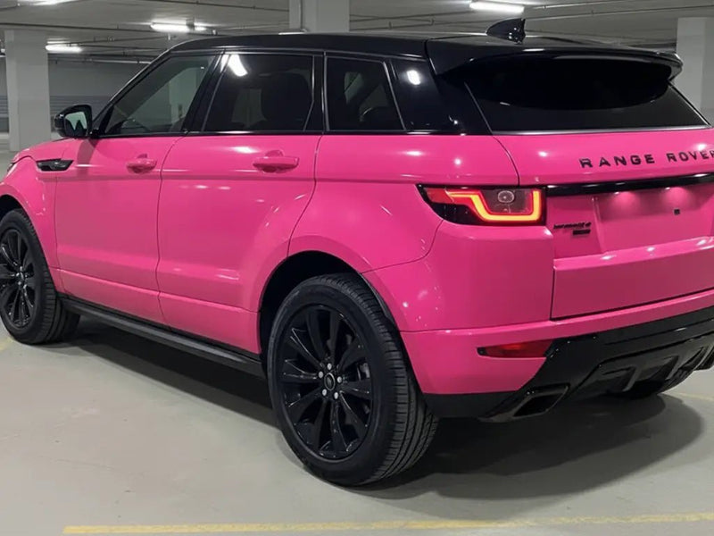 Range Rover Evoque wrapped in Hexis Gloss HX20000 Fuchsia car wrap film HX20220B