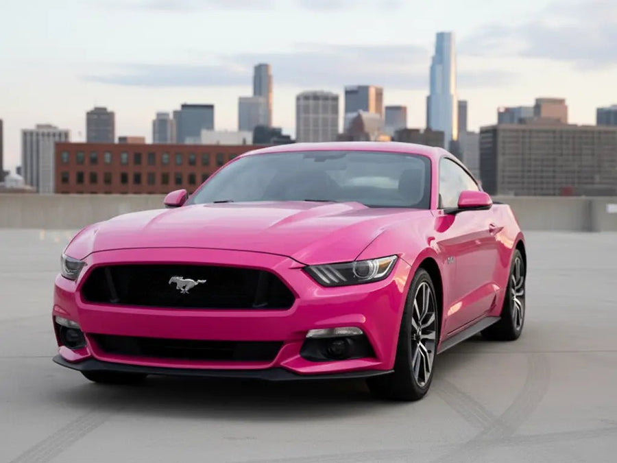 DIY Ford Mustang wrapped in Gloss HX20000 Fuchsia vinyl wrap HX20220B
