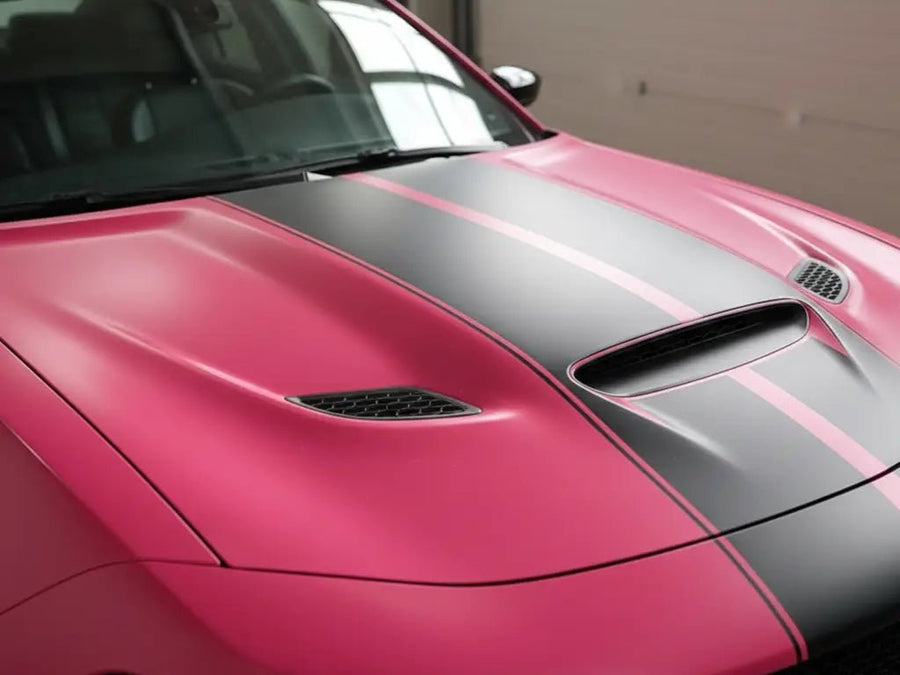 DIY Dodge Challenger wrapped in Matte HX20000 Fuchsia vinyl wrap HX20220M