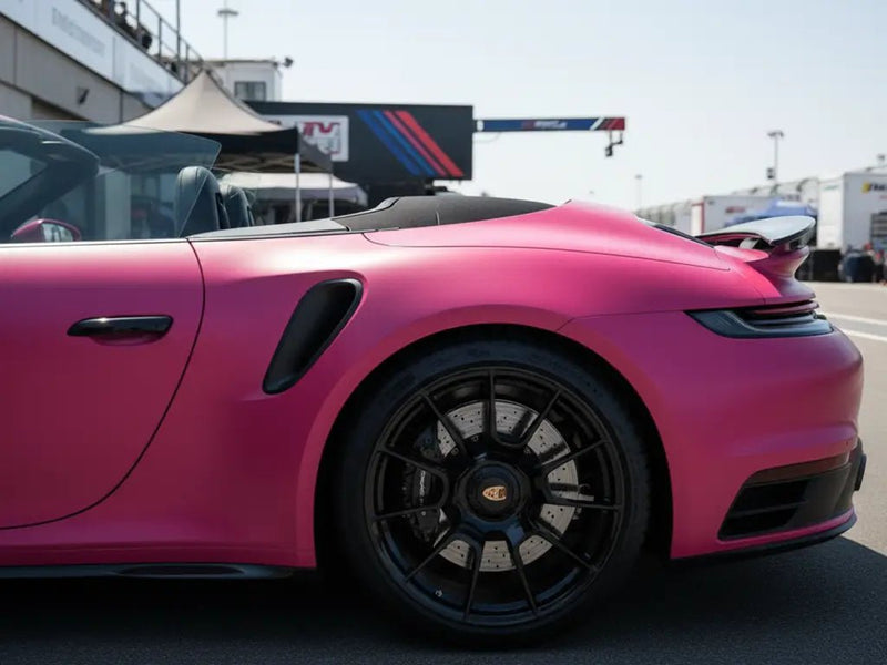 Porsche 911 Turbo S wrapped in Matte HX20000 Fuchsia wrap film HX20220M